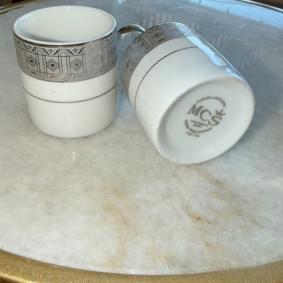 MCS Porzellanfabrik Tiger Yedi Bavaria Porcelain Espresso Cup Pair - Germany - Picture 3 of 4